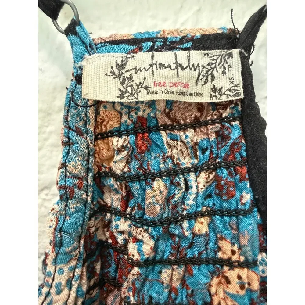 Free People Through The Vine Maxi Dress Carbon Black Floral Sz XS Boho Garden